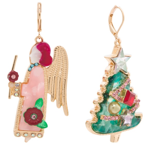 NWT Betsey Johnson Mismatch Christmas Angel Earrings - Picture 1 of 1